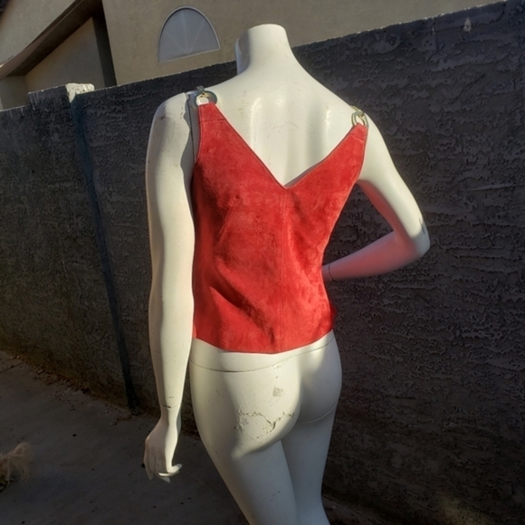 W BY WORTH RED SOFT LEATHER‎ TOP - Picture 6 of 13